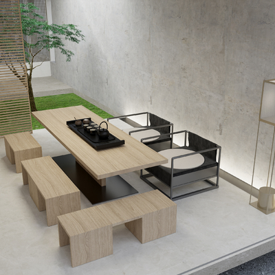 Solid Wood Tea Table and Chair Tatami