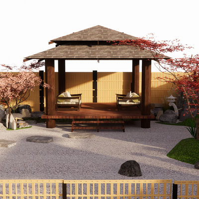 Japanese-style courtyard sketch