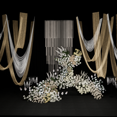 Champagne Mantle Pearl String Wedding Beauty Chen