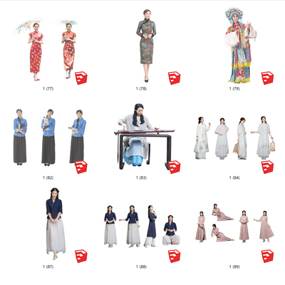 2d ancient costume figure hanfu beautiful woman antique cheongsam hanfu figure