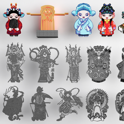 New Chinese Traditional Drama Wall Decoration Drama Character Silhouette Drama Element Wall Sticker