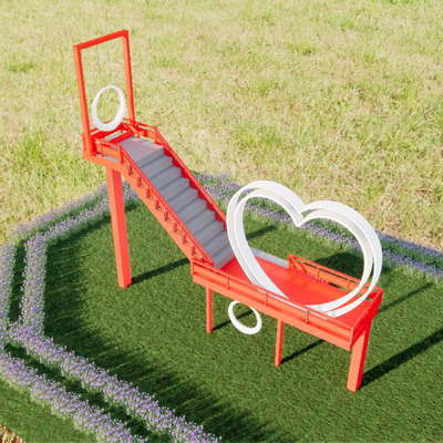 Net red clock swing stair frame landscape photo area