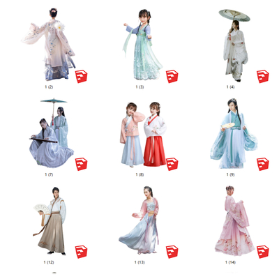 2d ancient costume figure hanfu beautiful woman antique cheongsam hanfu figure