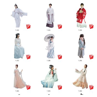 2d ancient costume figure hanfu beautiful woman antique cheongsam hanfu figure