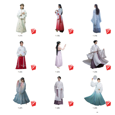 2d ancient costume figure hanfu beautiful woman antique cheongsam hanfu figure