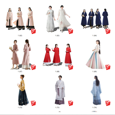 2d ancient costume figure hanfu beautiful woman antique cheongsam hanfu figure