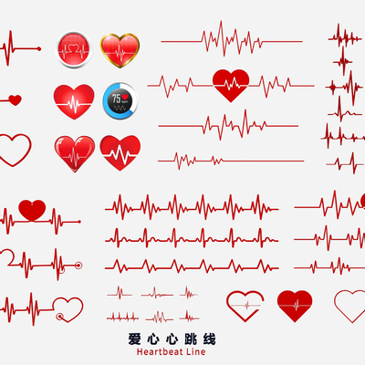 Heart ECG Modern Heart Heart Heart Pulse Line Hand-painted Line Pattern