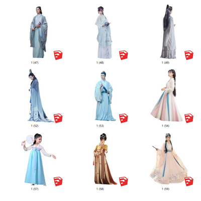 2d ancient costume figure hanfu beautiful woman antique cheongsam hanfu figure