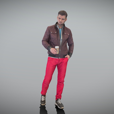 Brown Jacket Red Pants Sunshine Men Wear Figure