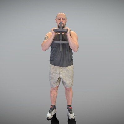 Sports men exercise movements raise dumbbells shoulder exercise figures