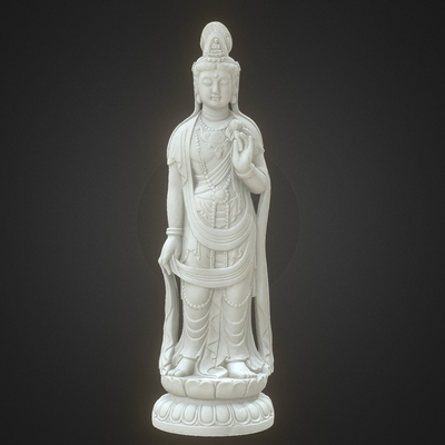 Guanyin Bodhisattva landscape sculpture white marble sculpture