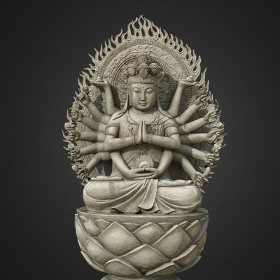 Religious Sculpture Stone Statue of Buddha Thousand-Hands Guanyin