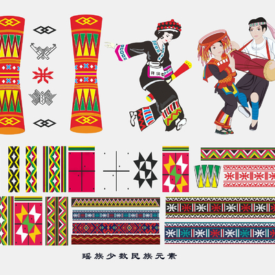 Chinese traditional decorative pattern figure illustration