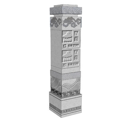 Neo-Chinese Style Column Carved Flower Column Stone Pillar