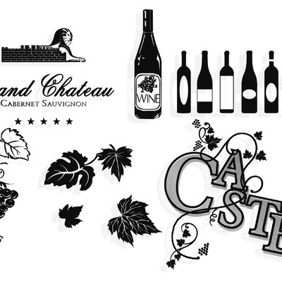 Wine Logo Icon Silhouette Wall Sticker