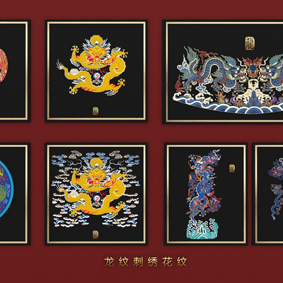 Neo-Chinese Style National Fashion Traditional Dragon and Phoenix Dress Decorative Embroidered Printed Wall Decoration