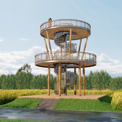 Ecological viewing platform pastoral landscape platform