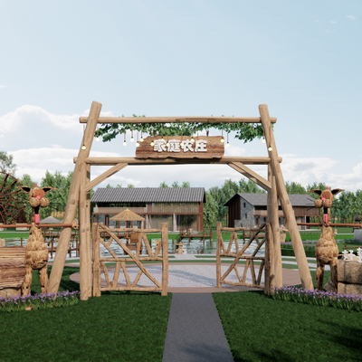 Family Parent-Child Farm Village Entrance Gate Ecological Landscape Gate Farm Entrance Gate