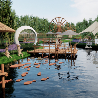 Fishing Park Landscape Wetland Waterfront Landscape