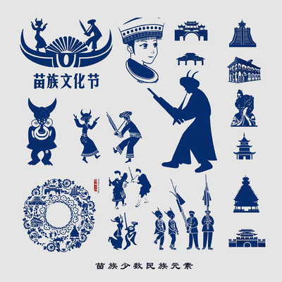 Miao Minority Elements Silhouette Wall Sticker