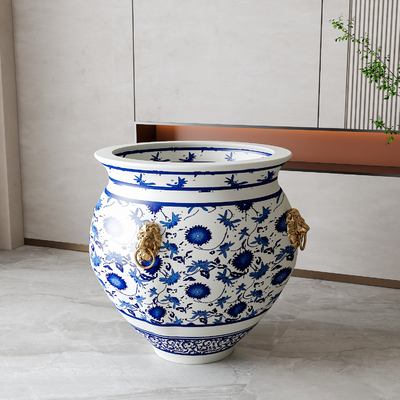 Neo-Chinese Style blue and white porcelain jar