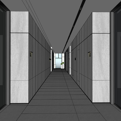 Elevator hall walkway