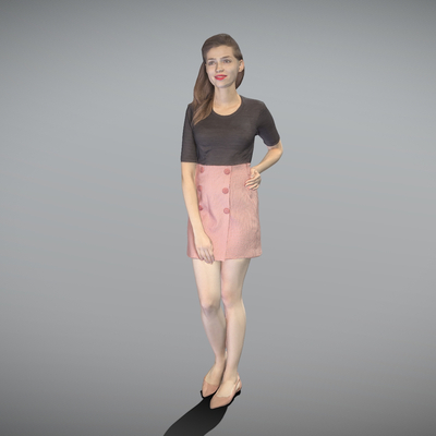 Elegant woman pink skirt female figure