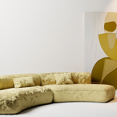 Modern Curved Sofa Yellow Sofa