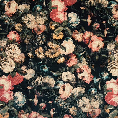 Black floral wallpaper wall covering