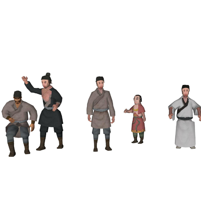 Ancient characters, men, women, children