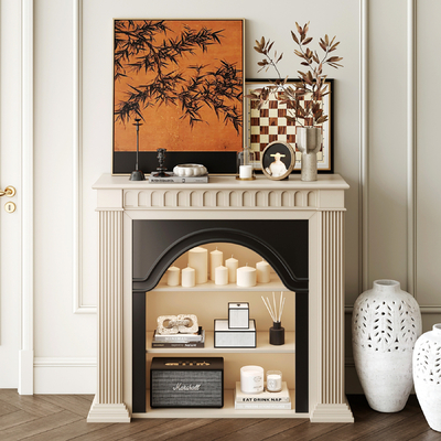 Cream style fireplace