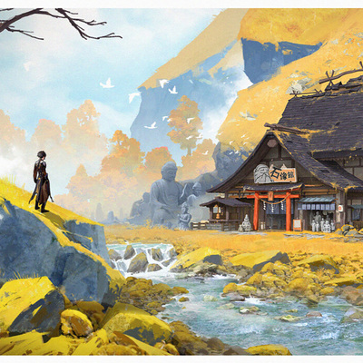 Modern decorative painting cartoon painting landscape painting