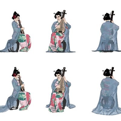 Chinese Style Pipa Ancient Dress Beautiful Characters