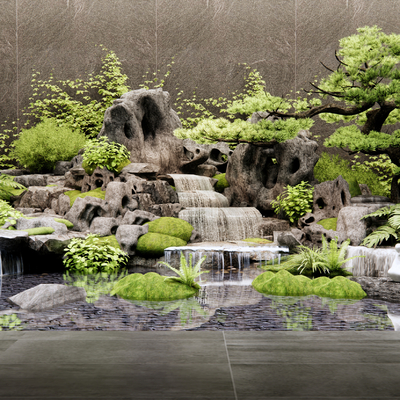 New Chinese-style rockery waterscape