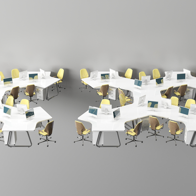 Special-shaped Staff Desk Office Tables and Chairs