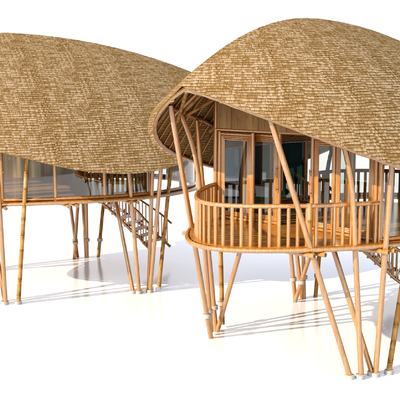 Bamboo Wooden Structures Thatched House