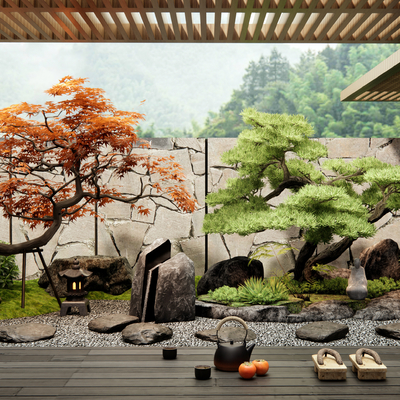 Japanese-style dry landscape Garden Landscape