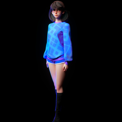 Virtual character standing girl