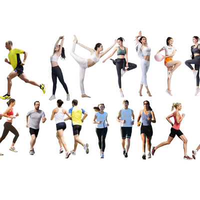 Sports figure running yoga