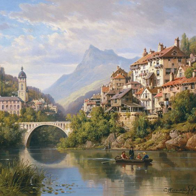 European Architecture Landscape Oil Painting Hanging Painting