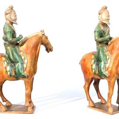 Three-color Hu people riding figurines decorative ornaments statue