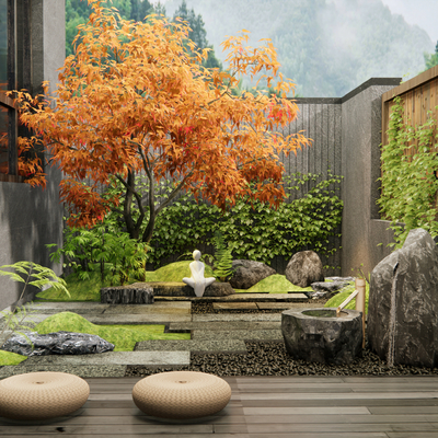 Japanese-style courtyard view