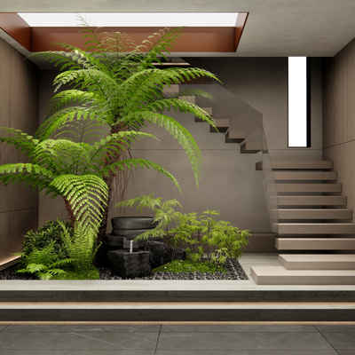 Indoor plant landscape in stairwell