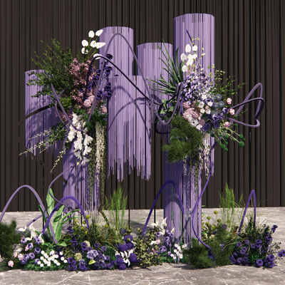 Small Purple Curtain Wedding Scene