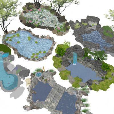 New Chinese Courtyard Waterscape Pond Fish Pond