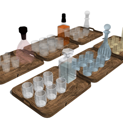 Whiskey glass bottle wine set