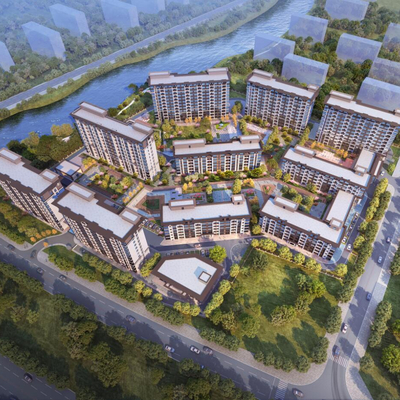 Aerial View of New Chinese Residential Building