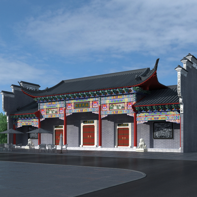 Chinese Ancient Ancestral Temple Appearance