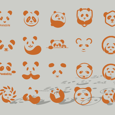 Cute Panda Avatar Icon Cartoon Silhouette Wall Sticker