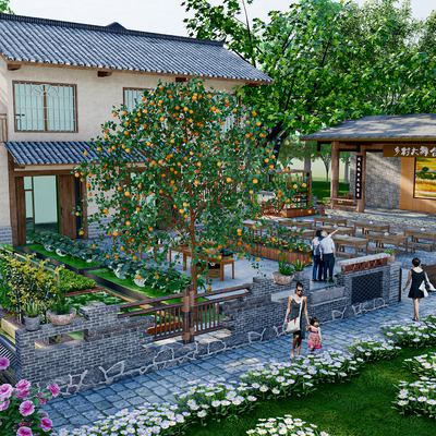 New Chinese-style Village Rural Farmhouse Courtyard Garden